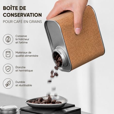 Boîte à grains de café avec habillage en liège 180 g 350-500 ml 180g 100 g – Livraison gratuite