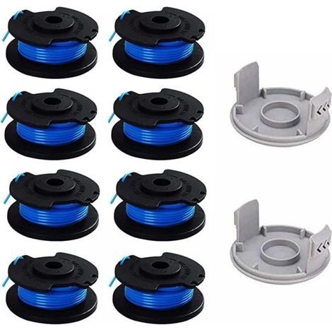 Paquet de 10 bobines de rechange pour tondeuse Ryobi, compatibles avec Ryobi One + AC14RL3A, tondeuse sans fil, 8 bobines + 2 capuchons de coupe (1/5)