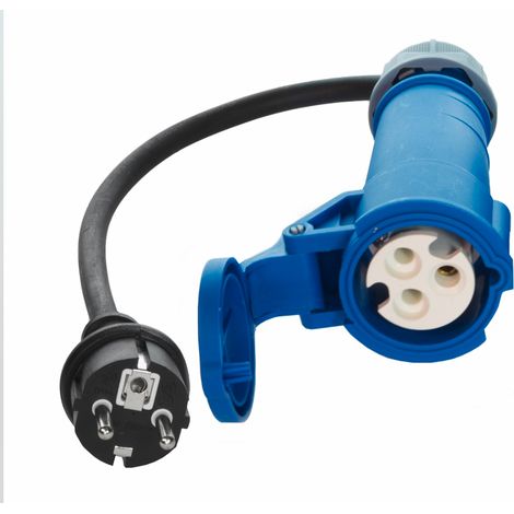solartronics CEE-Adapter Schuko auf CEE 230V 16A Stecker Kupplung Verteiler 3-polig weiblich IP44