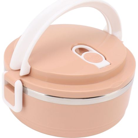 Isolierte Edelstahl-Lunchbox mit ergonomischem, rundem, atmungsaktivem Silikongriff, ideal für die Schule, rosa. (1/5)