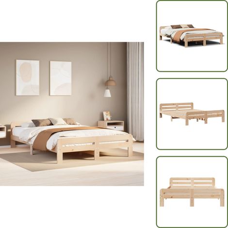 Letto con pediera - vidaXL Letto senza Materasso 150x200 cm in Legno Massello di Pino - Letto con doghe