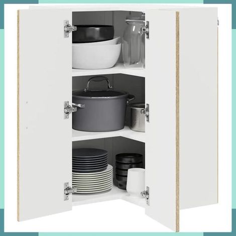 Armoire d'angle murale de cuisine - Kalmar 884726 - Chêne Sonoma - 57 x 57 x 80 cm - Bois d'ingénierie (1/5)