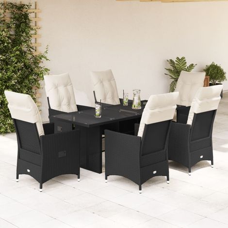 Ensemble à manger de jardin coussins 7 pcs noir résine tressée vidaXL (1/5)