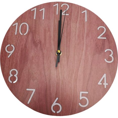 Horloge murale bois silencieuse décorative piles – Salon cuisine chambre C, décoration (1/4)