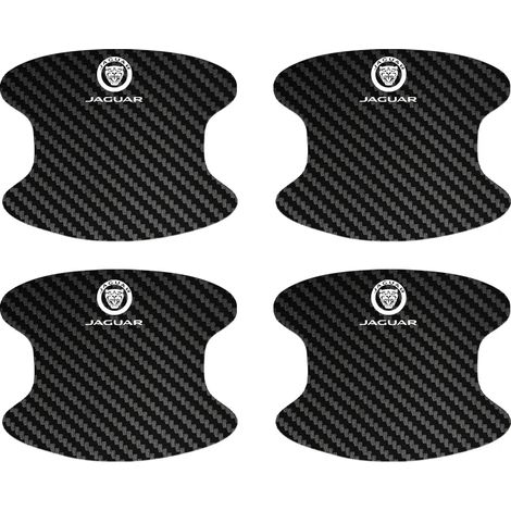 (BPorte de porte,lot de 4) Film protecteur pour poignée de porte de voiture Jaguar XF XE XFL XEL XJL XJ F-PACE,en fibre de carbone,autocollant anti-rayures (1/3)
