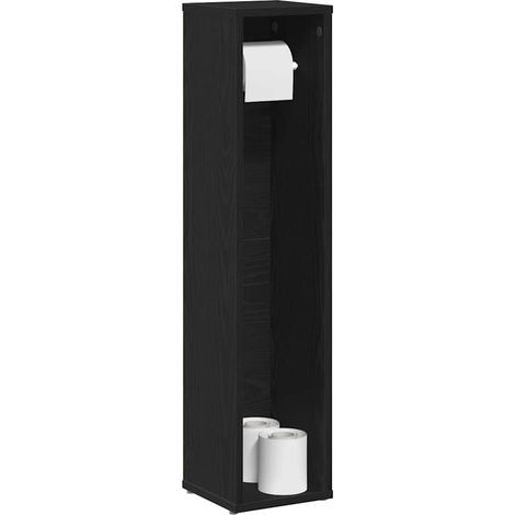 Badezimmerschrank mit Rollenhalter Schwarz 20,5x20x90 cm