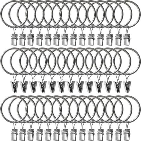 Metallene Gardinenringe mit Clips, Innendurchmesser 1,5", 40er-Packung (glänzendes Silber) (1/5)