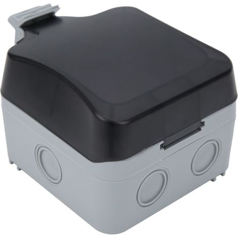 Prise murale étanche 3 trous 220V pour extérieur, parking, chantier, boîtier IP66 résistant aux intempéries, alimentation électrique robuste. (1/5)