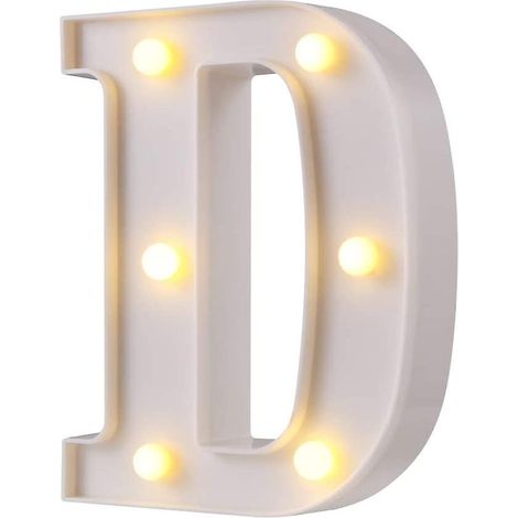 26 lettres lumineuses, idéales pour la décoration lumineuse de mariages, d'anniversaires et de maisons (blanc, D)