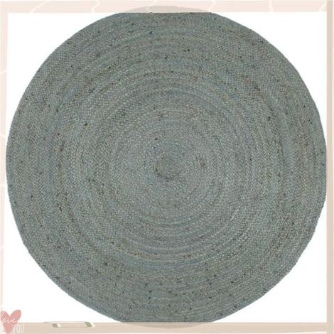 343599 Tapis fait à la main Jute Rond 180 cm Vert olive (1/5)
