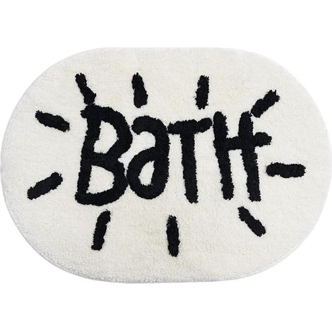 Tapis de salle de bain blanc - Tapis de bain ovale et mignon pour salle de bain (1/3)