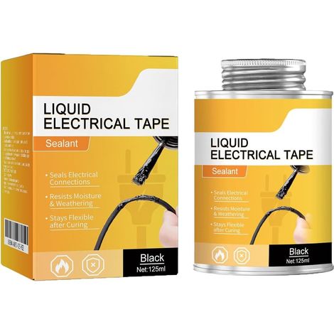 Black Liquid Electrical Tape 125ml, Waterproof Insulating Glue, Waterproof Liquid Insulating Tape, Liquid Insulating Tape Glue, Rubber Coating Insulation for Electrical Cable and Connections Repair (1/5)