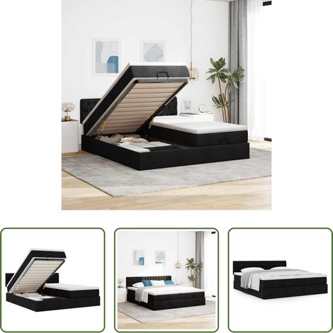 Matratze - Ottoman-Bett mit Matratzen Schwarz 160x200 cm Stoff (1/5)