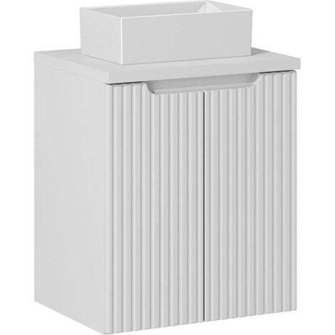Ensemble Meuble Salle de Bain 2 portes + Vasque + Plateau Blanc L 50 x P 40 x H 59,5 cm - Astral Blanc - Livraison gratuite