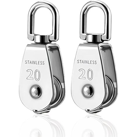 Poulie Simple M20 - Lot de 2 - Acier Inoxydable 304 - Levage 35kg - Extérieur et Bricolage - 20mm (1/5)