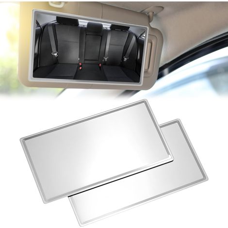 Lot de 2 Miroirs de Courtoisie HD pour Pare-Soleil - 8 x 15 cm - Miroir de Maquillage de Voiture en Acier Inoxydable (1/5)