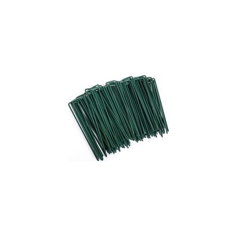 Piquets de Jardin 100 Pcs(150 x 30 mm,Ø 3mm), Piquets de Fixation en Acier pour Jardin Toiles de Paillages et de Jardinage Grillage, Galvanisé Antirouille à Chaud Agrafes en Forme de U