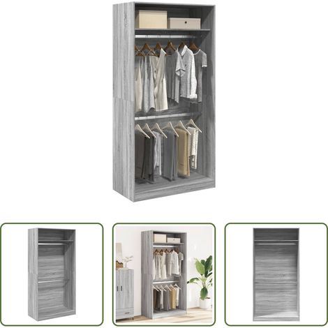 Holzwerkstoff -  Kleiderschrank Grau Sonoma 100x50x200 cm Holzwerkstoff (1/5)