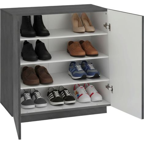 Dmora Zapatero moderno, Made in Italy, con 2 puertas, Zapatero de entrada, Armario multiusos, cm 80x38h86, color Gris pizarra, con embalaje reforzado
