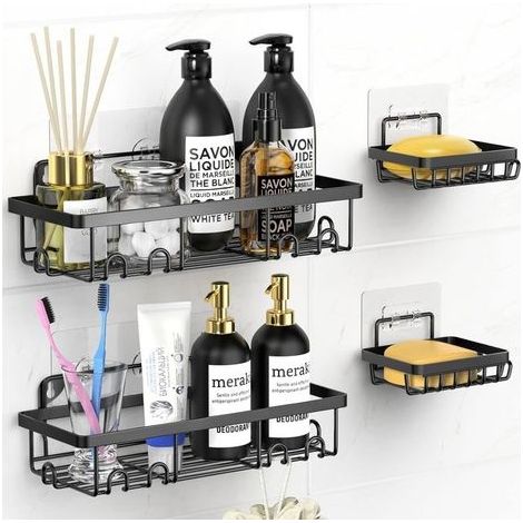 Étagère Douche, Étagère Rangement Douche, Rangement salle de bain -4 pièces (1/5)