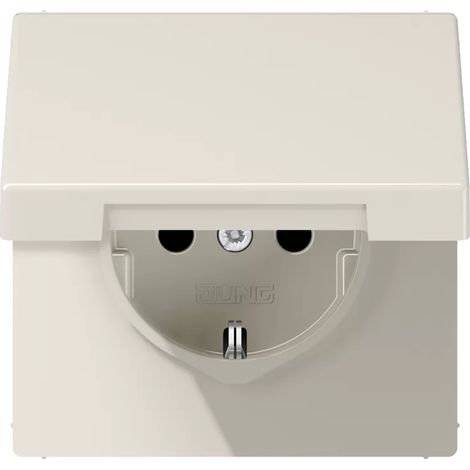 Jung SCHUKO®-Steckdose, 16 A 250 V , SAFETY+, Klappdeckel, Duroplast, Serie LS, weiß LS 1520 KIKL (1/2)