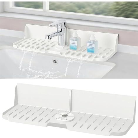 Fonds d’évalisation en silicone pour plan de travail et évier, tapis de séchage pour robinet en silicone, coussin de robinet pour évier de cuisine, chapiteau de 16,9 » x 5,5 » x 3,9 » pour cuisine (1/4)