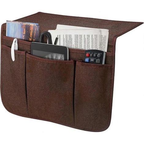 Poche de rangement pour lit, organisateur de rangement pour journaux, téléphone, tablette, iPad et télécommande, pochette de rangement pour lit de chambre d'étudiant, etc. (1/5)
