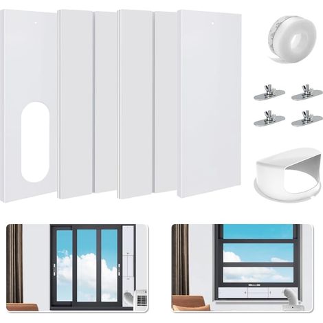 4PCS Kit Calfeutrage Climatiseur Mobile 10CM, 130&150mm Universel Kit Fenêtre Climatiseur Mobile, Kit Joint de Fenêtre Climatisation Mobile, Joint de Porte pour Fenêtre de 43-140cm (1/5)