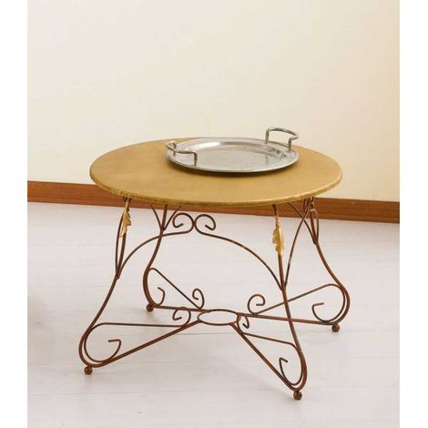 Tavolino Tondo da salotto Piano Legno Ariel Colori Ferro: Bianco lucido (1/3)