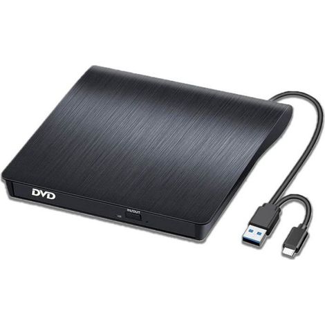 1 Lecteur DVD Externe, USB 3.0 Type-C, Graveur CD/DVD +/-RW, Portable pour PC, Ordinateur (1/5)