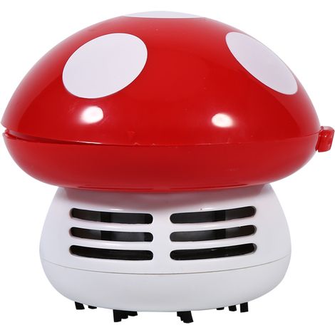 Aspirateur de Poussière Mini Champignon Mignon pour Bureau Clavier Nettoyeur Balayeur Nouveau (Rouge)