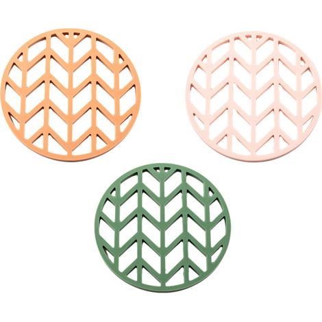 3 pièces dessous de plat en silicone, 14,5 cm x 14,5 cm, résistant à la chaleur, antidérapant, lavable à la main, pour intérieur et extérieur (1/5)