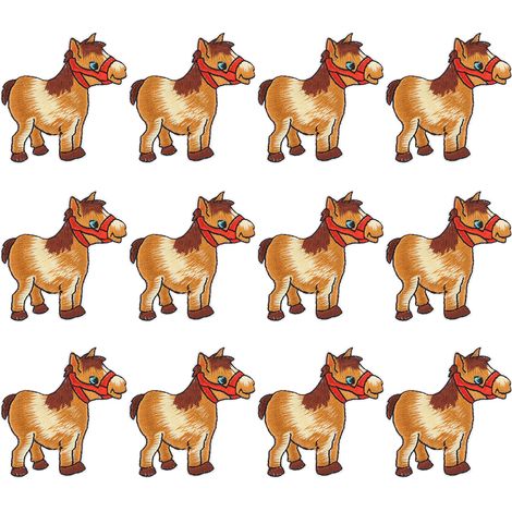 12 Pièces Patchs Broderie Motif Cheval à Repasser pour Vêtements et Sacs (1/5)