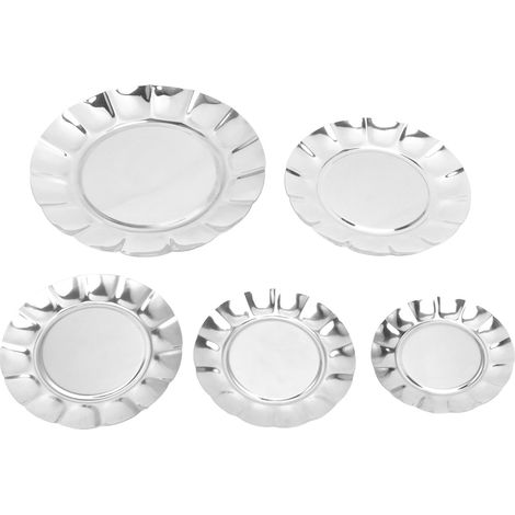 Set mit 5 Edelstahlplatten (13 cm, 15 cm, 16,5 cm, 20 cm, 25 cm) für Knochen und Abfall