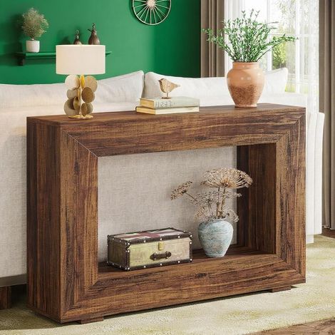 Console de style Landhaus de 120 cm avec rangement pour entrée, table d'appoint en bois pour la décoration intérieure (1/5)