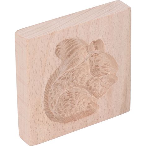 Moule à biscuits en bois de hêtre, réutilisable et lavable, motif écureuil, pour la cuisine et la pâtisserie (1/5)