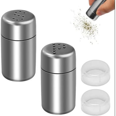 Salieres Et Poivrieres en Acier Inoxydable Mini Saliere et poivriere de Table avec Couvercle Sel et Poivre Bouteilles D'épices pour Maison Cuisine Restaurant Table à Manger BBQ Camping P+S (1/5)