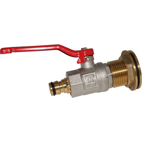 Passe-paroi mâle 1" - femelle 3/4" avec vanne 1/4 de tour laiton avec nez type Gardena