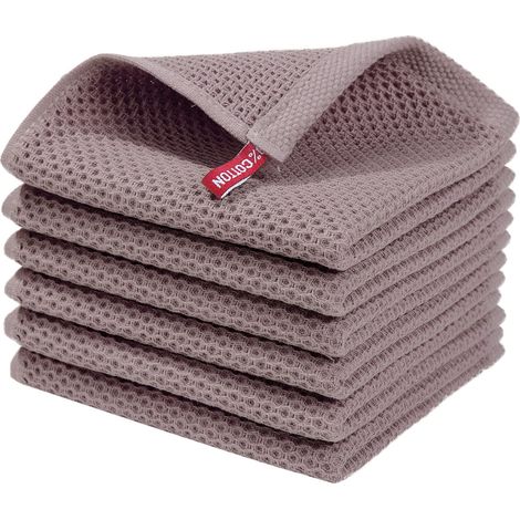 Chiffon À Vaisselle En Coton 25x25 Cm - Structure Alvéolaire - Usage Humide Ou Sec - Lot De 6 (1/5)