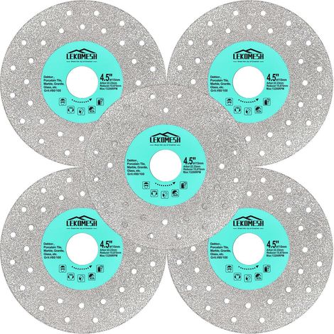 Lot de 5 Disques Diamant 115mm Lame de Scie Carrelage Extra-Fine 1,6mm Coupe Nette Sans Éclats pour Grès Cérame, Marbre, Granit et Verre Pour Meuleuse d'Angle (1/5)