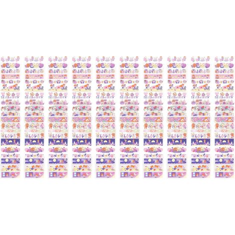 10 feuilles ruban adhésif PET bande longue autocollant partage mignon dessin animé petite décoration stickers pour calendrier type 11 (1/5)