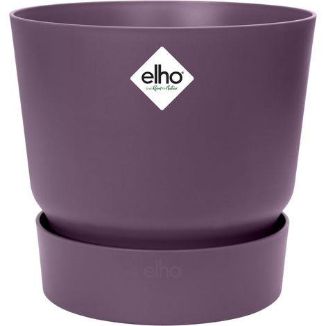 Elho Greenville Round 14 - Vaso con serbatoio idrico integratoper interno e esterno - 100% Plastica Riciclata - Ø 14.0 x H 13.4 cm - Viola/Vintage Prugna (1/5)