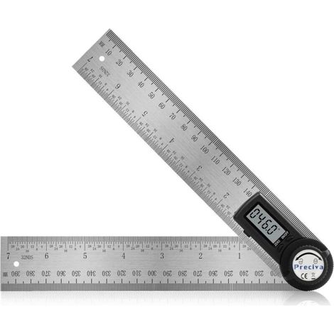Règle D'angle Numérique, Rapporteur, Mesure de Longueur 400 mm et d'Angle en Acier Inoxydable avec Maintien, Zéro et Grand Ecran LCD, Système Mm/Inch, pour le Travail du Bois, Construction (1/5)