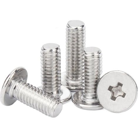 25 vis à tête plate ultra-mince, cruciforme Phillips, longueur 2-11 mm, en acier inoxydable A2 304