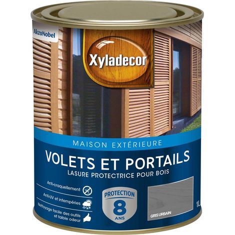 Lasure protectrice pour bois extérieur - Volets et Portails - aspect satin gris urbain 1 L - Xyladecor