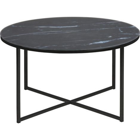 Table basse ronde effet marbre en verre et métal ALYSÉ (1/3)