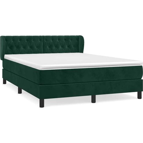 Maison Exclusive - Giroletto a Molle con Materasso Verde Scuro 140x190 cm Velluto (1/5)
