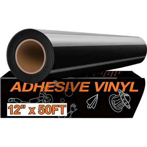 Permanent Vinyl, Selbstklebende Rückseite, Kompatibel mit Cricut und Silhouette, Glänzendes Schwarz, 12inX50ft(30X1500cm)-b (1/2)