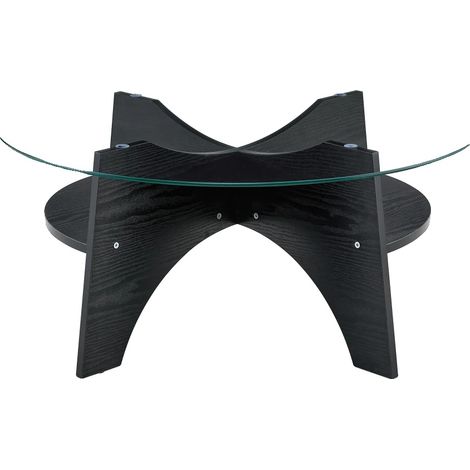 Tavolino laterale, design multifunzionale, MDF resistente e vetro, nero trasparente (1/2)