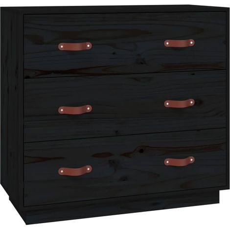 Credenza Nera 80x40x75 cm in Legno Massello di Pino vidaXL (1/5)